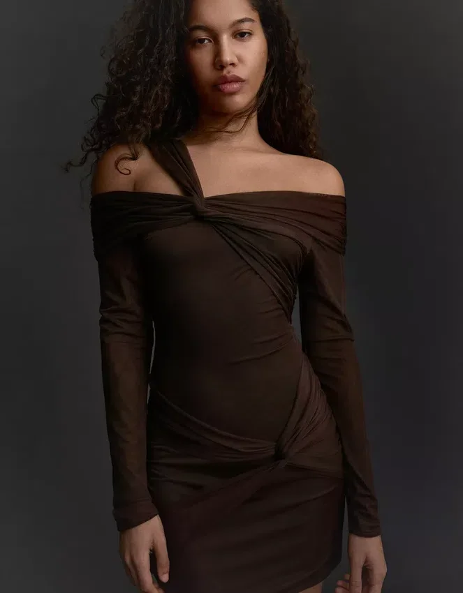 Long Sleeve Tulle Mini Dress with Knots – Dresses and Jumpsuits Long Sleeve Tulle Mini Dress with Knots – Dresses and Jumpsuits