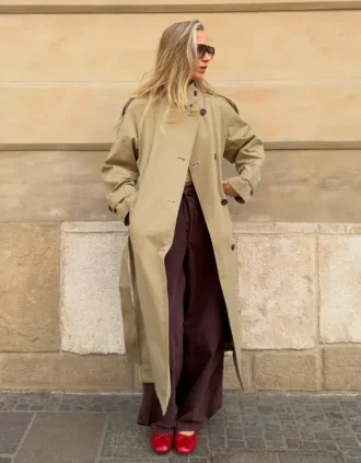 Long Trench Coat with Belt