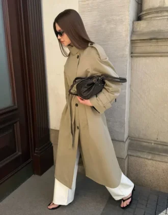 Long Trench Coat with Belt – Jackets and Trench