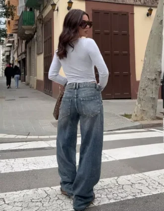 Low-Rise Baggy Barrel Jeans – Pants