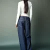Low-Rise Baggy Jeans with Roll-Up Hem – Pants