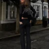 Low-Rise Bootcut Jeans with Flaps
