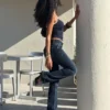 Low-Rise Bootcut Jeans with Flaps – Pants