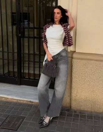 Low-Rise Corduroy Boyfriend Jeans
