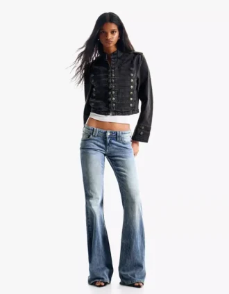 Low-Rise Embroidered Flared Jeans – Pants
