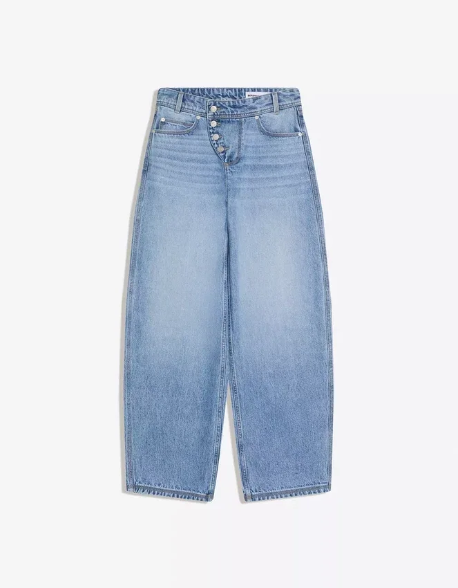 Low-Rise Wide-Leg Barrel Jeans with Front Buttons – Pants Low-Rise Wide-Leg Barrel Jeans with Front Buttons – Pants