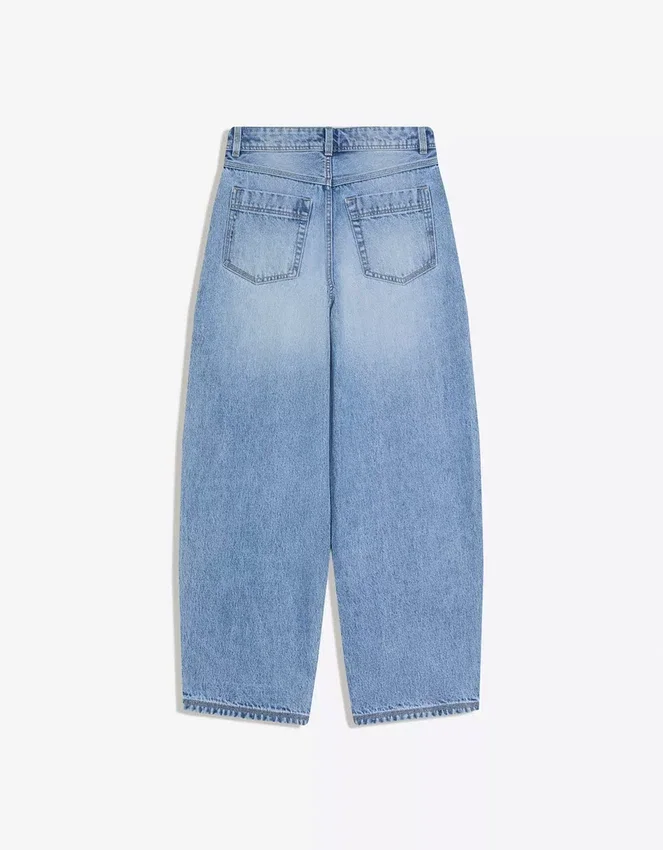 Low-Rise Wide-Leg Barrel Jeans with Front Buttons – Pants Low-Rise Wide-Leg Barrel Jeans with Front Buttons – Pants