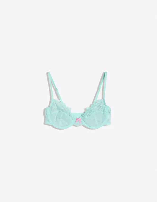 Mesh and Lace Bra with Underwire Mesh and Lace Bra with Underwire