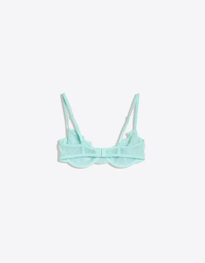 Mesh and Lace Bra with Underwire Mesh and Lace Bra with Underwire