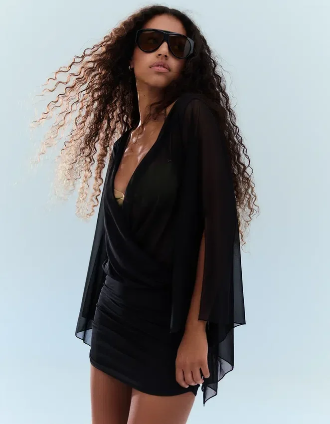 Mini Dress with Cape Sleeves Mini Dress with Cape Sleeves