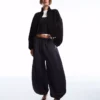 Neoprene Effect Balloon Zip-Up Sweatshirt