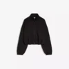 Neoprene Effect Balloon Zip-Up Sweatshirt