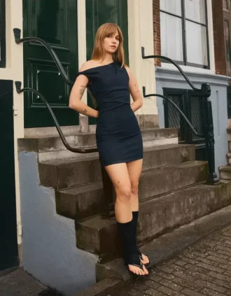 Off-Shoulder Denim Mini Dress – Dresses and Jumpsuits