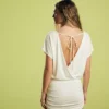 Open-Back Dress with Draped Skirt Open-Back Dress with Draped Skirt