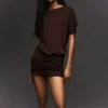 Open-Back Dress with Draped Skirt Open-Back Dress with Draped Skirt