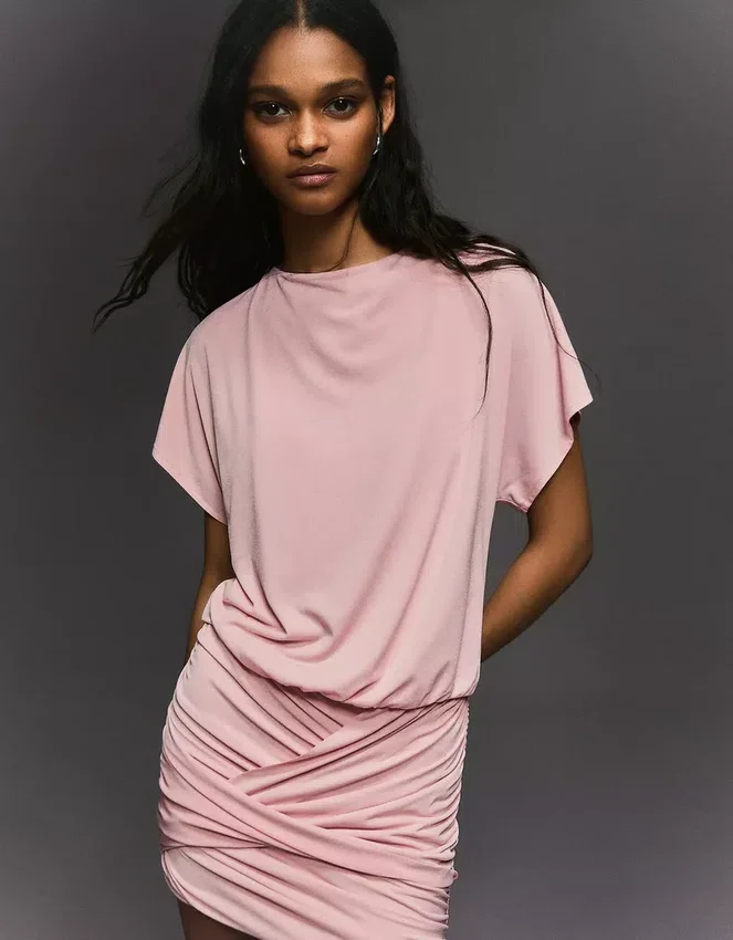Open-Back Dress with Draped Skirt Open-Back Dress with Draped Skirt