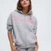 Oversize Printed Zip-Up Hoodie