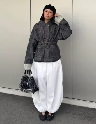 Oversize Textured Denim Jacket