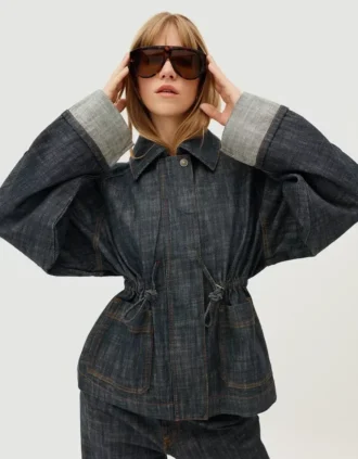 Oversize Textured Denim Jacket – Jackets and Trench