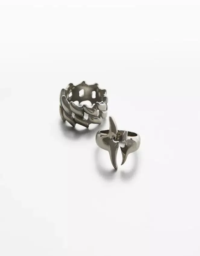 Pack of 2 Steel Rings – Accessories – Men Pack of 2 Steel Rings – Accessories – Men