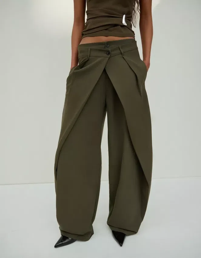 Pleated Trousers with Double Button – Pants Pleated Trousers with Double Button – Pants