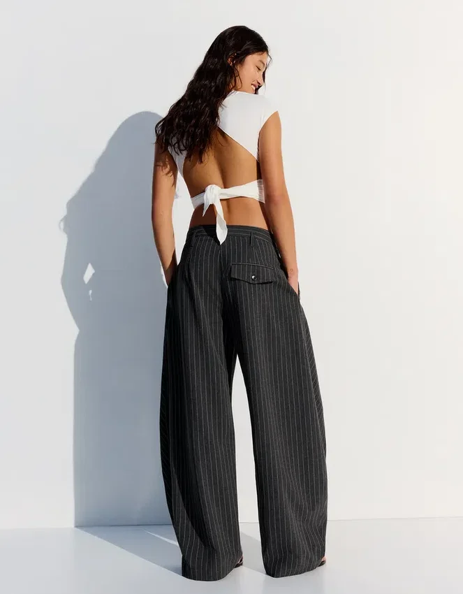 Pleated Trousers with Double Button – Pants – Women Pleated Trousers with Double Button – Pants – Women