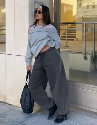 Plush Barrel Trousers with Stoppers