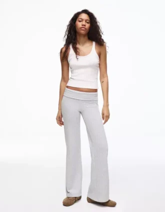 Plush Flared Trousers with Patch