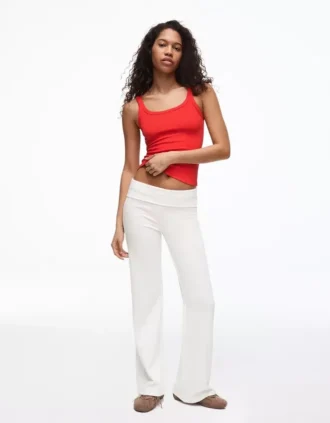 Plush Flared Trousers with Patch