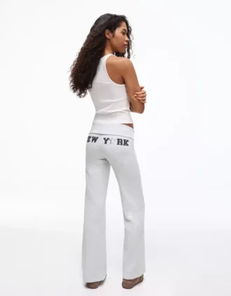 Plush Flared Trousers with Patch