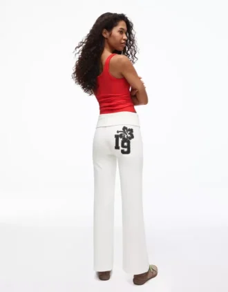 Plush Flared Trousers with Patch