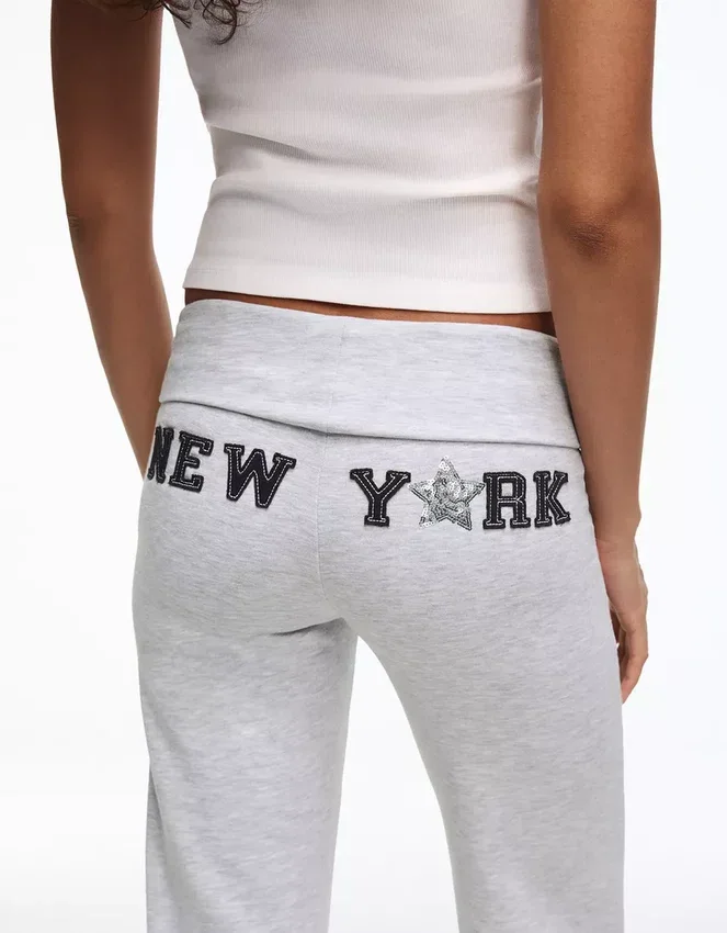 Plush Flared Trousers with Patch Plush Flared Trousers with Patch