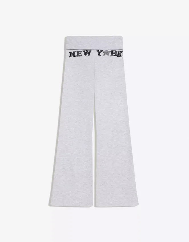 Plush Flared Trousers with Patch Plush Flared Trousers with Patch