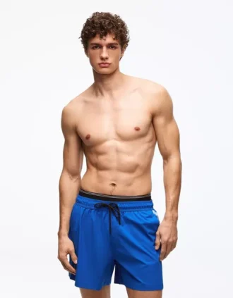 Printed Boxy Fit Swimming Trunks with Double Waistband – Accessories
