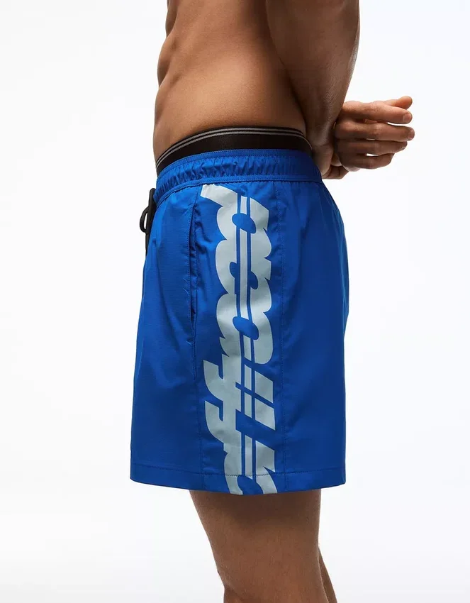 Printed Boxy Fit Swimming Trunks with Double Waistband – Accessories Printed Boxy Fit Swimming Trunks with Double Waistband – Accessories