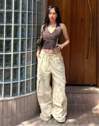 Printed Cargo Trousers