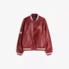 Printed Faux Leather Bomber Jacket