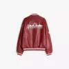 Printed Faux Leather Bomber Jacket