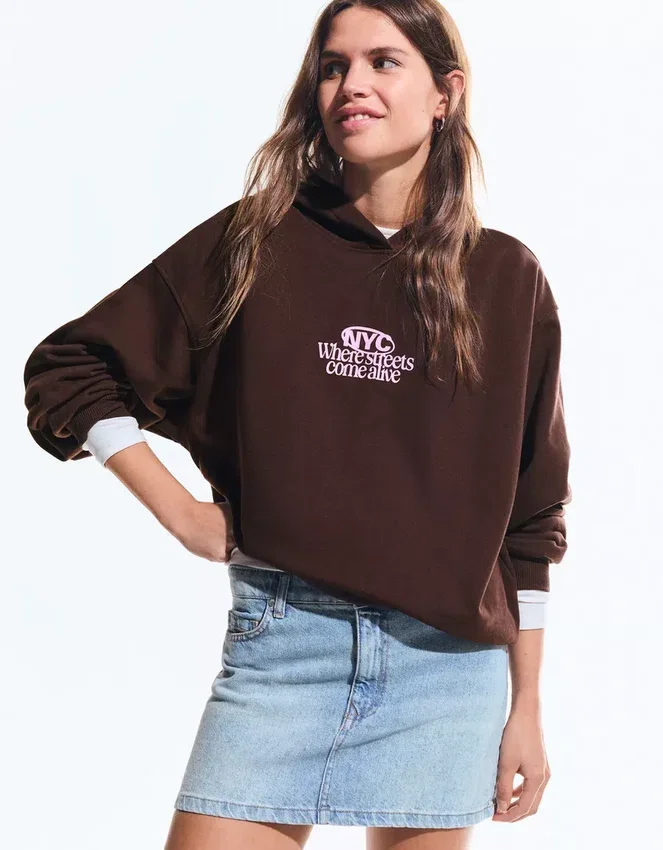 Printed Hood Sweatshirt with Hood Printed Hood Sweatshirt with Hood