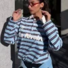 Printed Polo Collar Long Sleeve T-Shirt – #Bershkastyle – Women Printed Polo Collar Long Sleeve T-Shirt – #Bershkastyle – Women