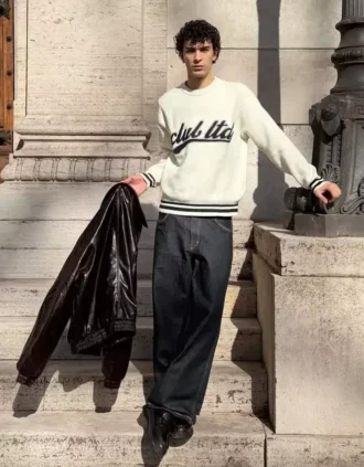 Printed Terry-Effect Sweater