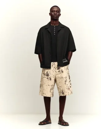 Printed Wide-Leg Bermuda Shorts – Men