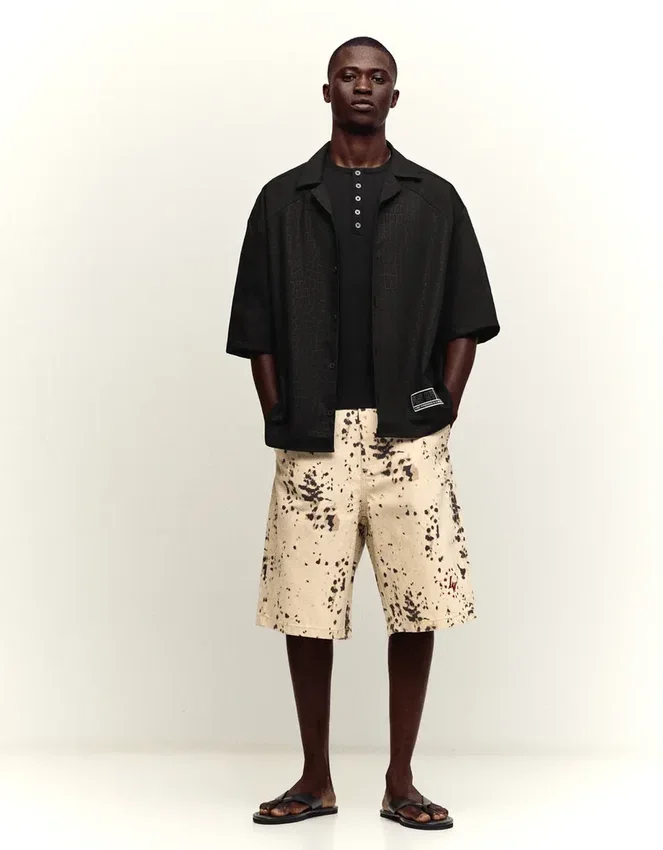 Printed Wide-Leg Bermuda Shorts – Men Printed Wide-Leg Bermuda Shorts – Men