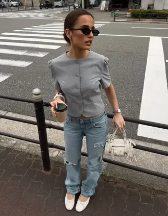 Puff Sleeve Short Sleeve Blazer Puff Sleeve Short Sleeve Blazer