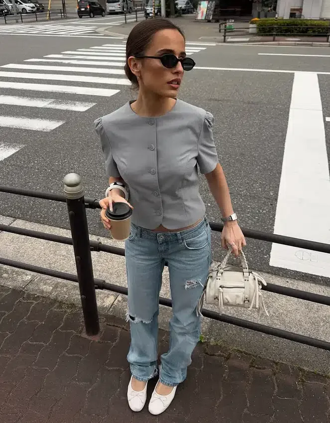 Puff Sleeve Short Sleeve Blazer Puff Sleeve Short Sleeve Blazer