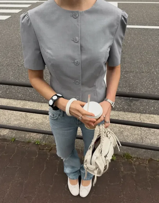 Puff Sleeve Short Sleeve Blazer Puff Sleeve Short Sleeve Blazer