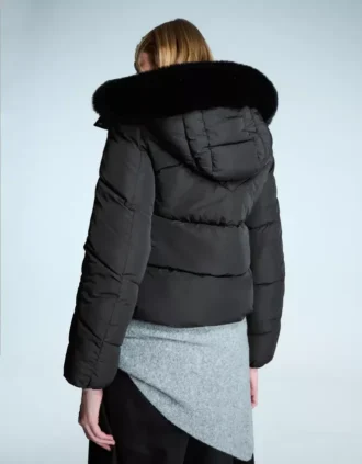 Puffer Water Repellent Jacket with Fur Hood – Jackets and Trench