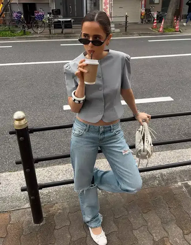 Ripped Low-Rise Straight-Leg Jeans Ripped Low-Rise Straight-Leg Jeans