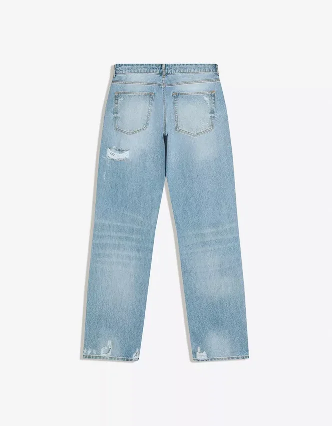 Ripped Low-Rise Straight-Leg Jeans Ripped Low-Rise Straight-Leg Jeans