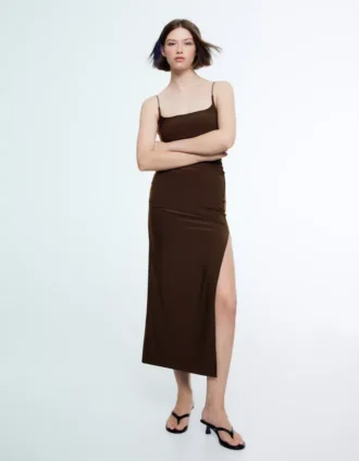 Ruched Strappy Midi Dress